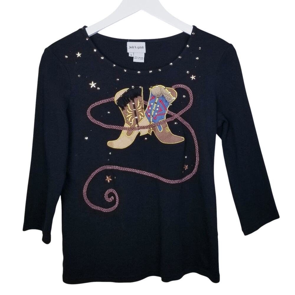 Jack B. Quick Cowboy Cowgirl Boots Long Sleeve Top - Small